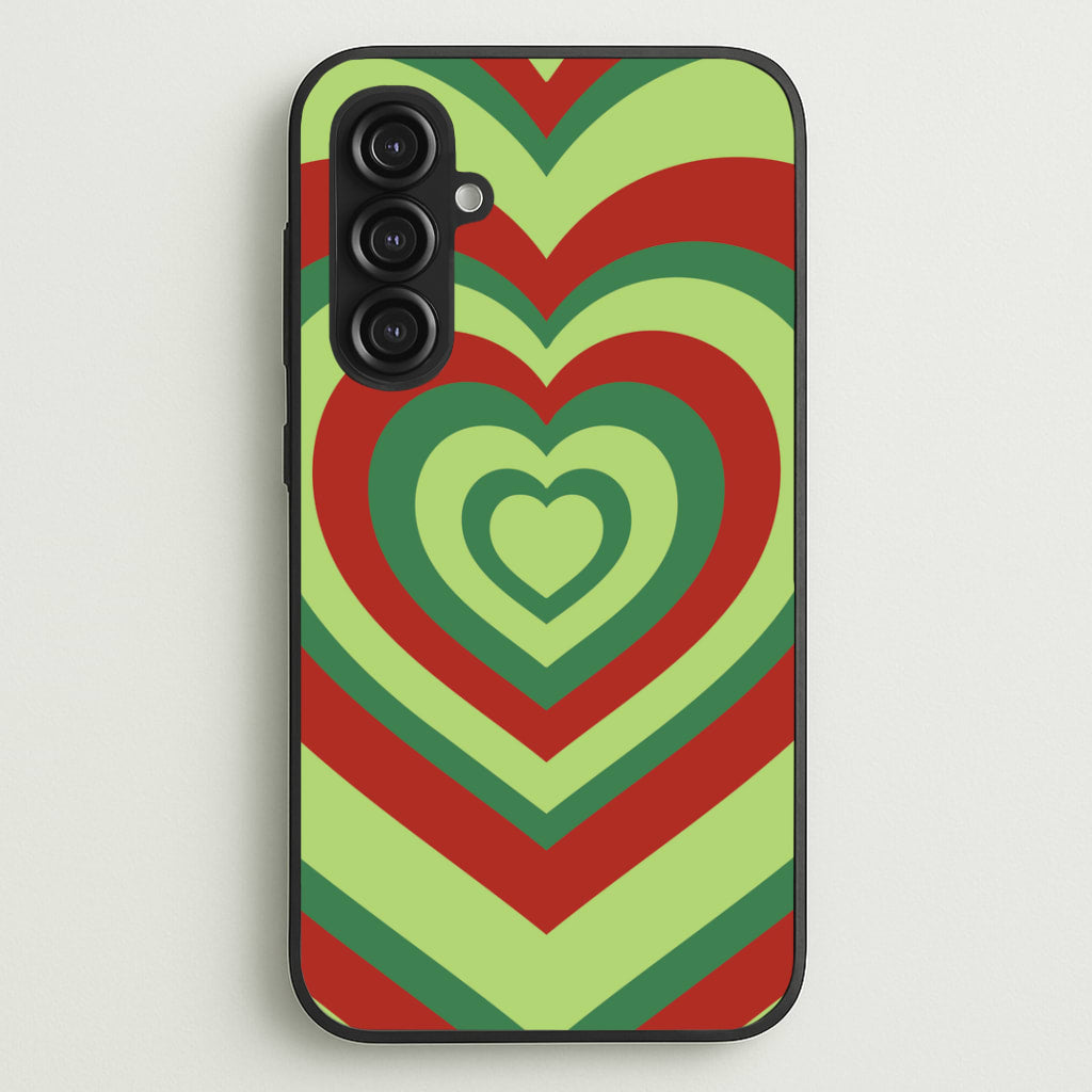 Red And Green Trippy Heart Christmas Pattern Galaxy S23FE Case