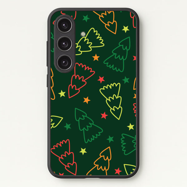 Colourful Christmas Tree Outlines Pattern Galaxy S24 Case