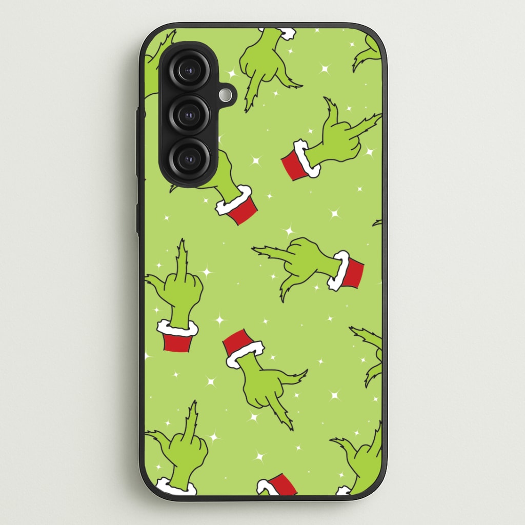 Green Middle Finger Christmas Pattern Galaxy S23FE Case