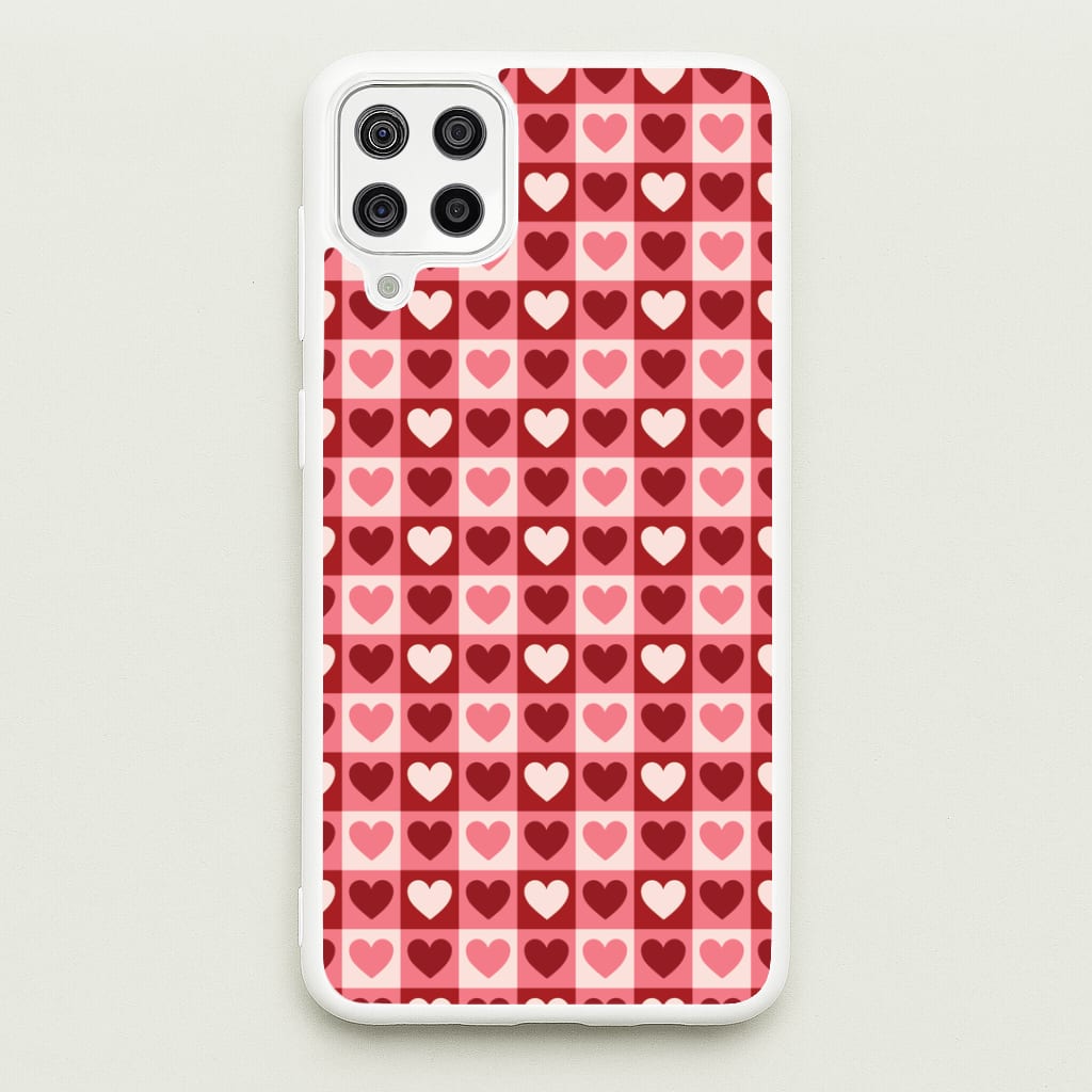 Pink Tartan Love Hearts Pattern Galaxy A12 Case