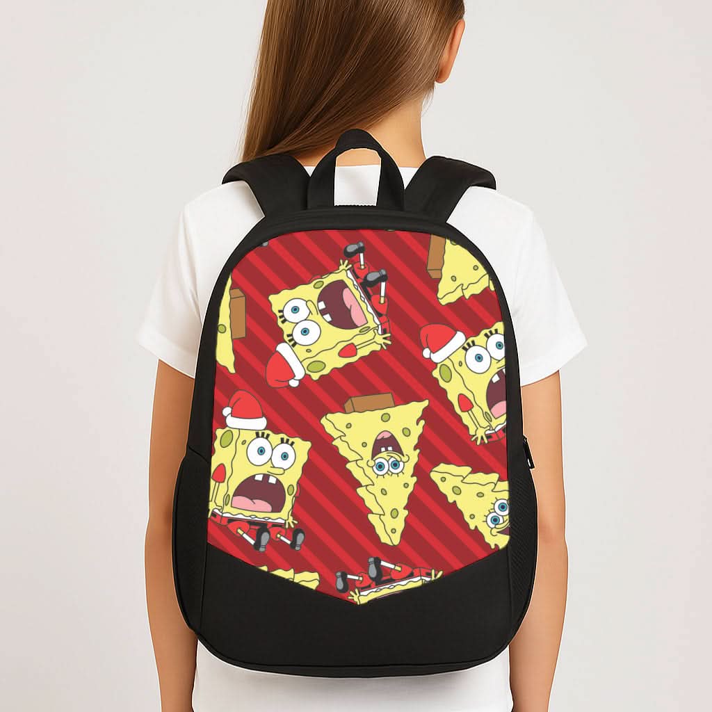 Christmas Cartoon Sponge Stripes Pattern School Bag