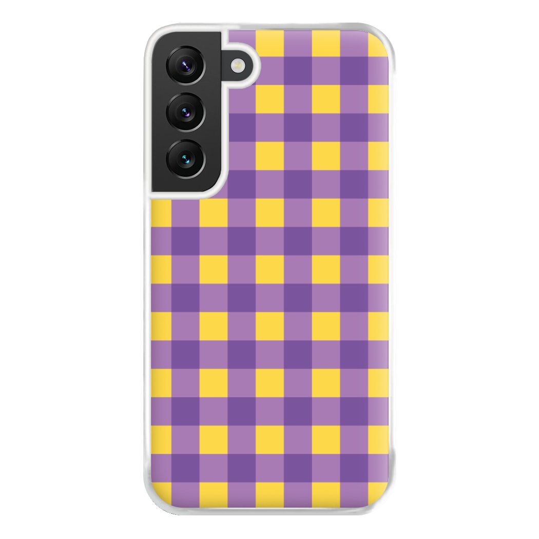 Purple And Yellow Checkered Pattern Galaxy S22 Plus Case
