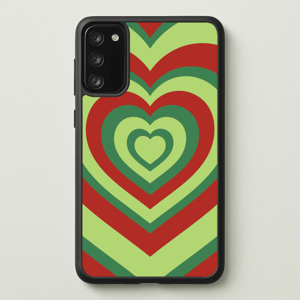 Red And Green Trippy Heart Christmas Pattern Galaxy S20FE Case
