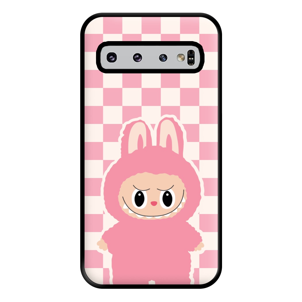 Checkered Cute Pink Monster Galaxy S10 Plus Case