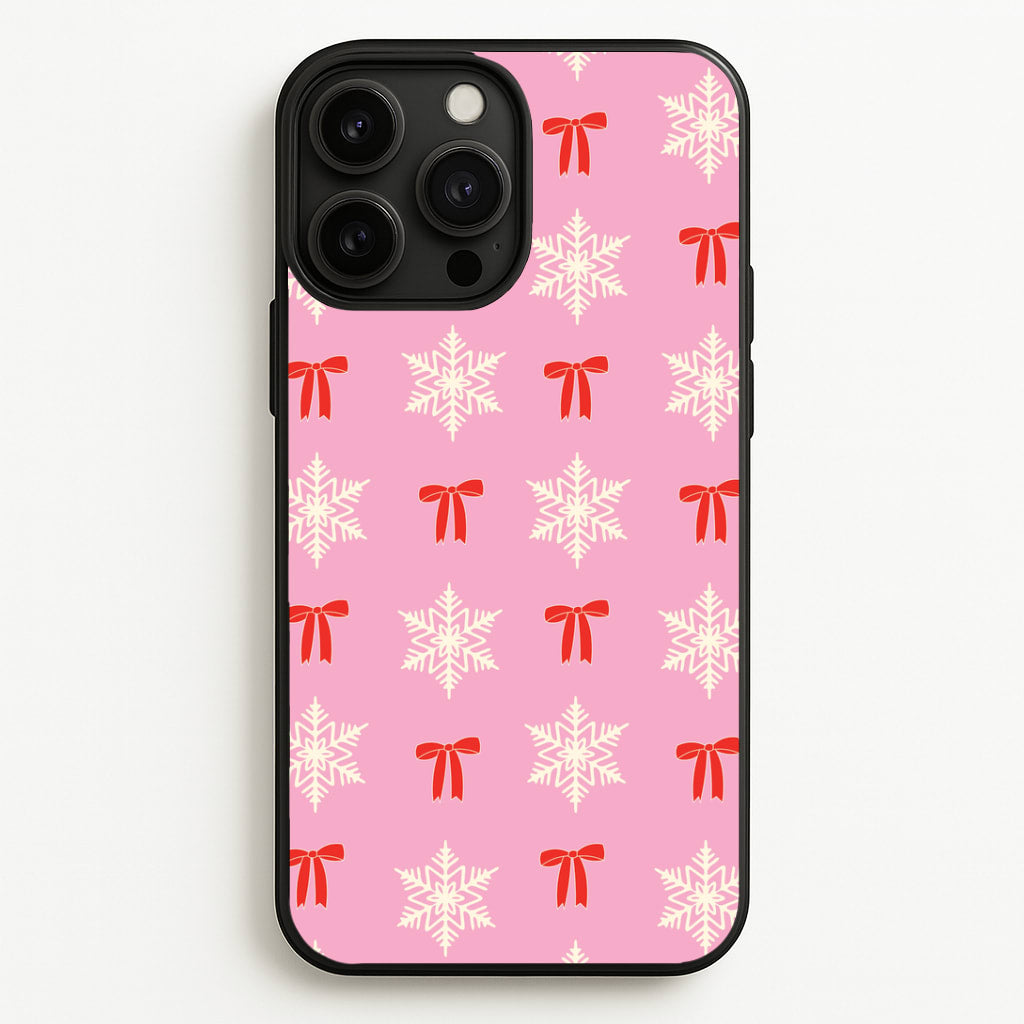 Coquette Bows And Snowflakes Pattern iPhone 13 Pro Max Case