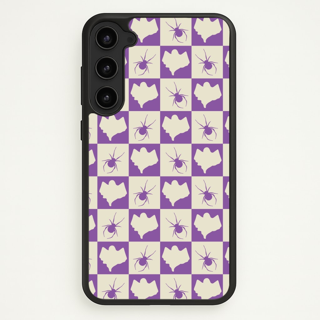Spiders And Ghosts Checkered Pattern I Galaxy S23 Case