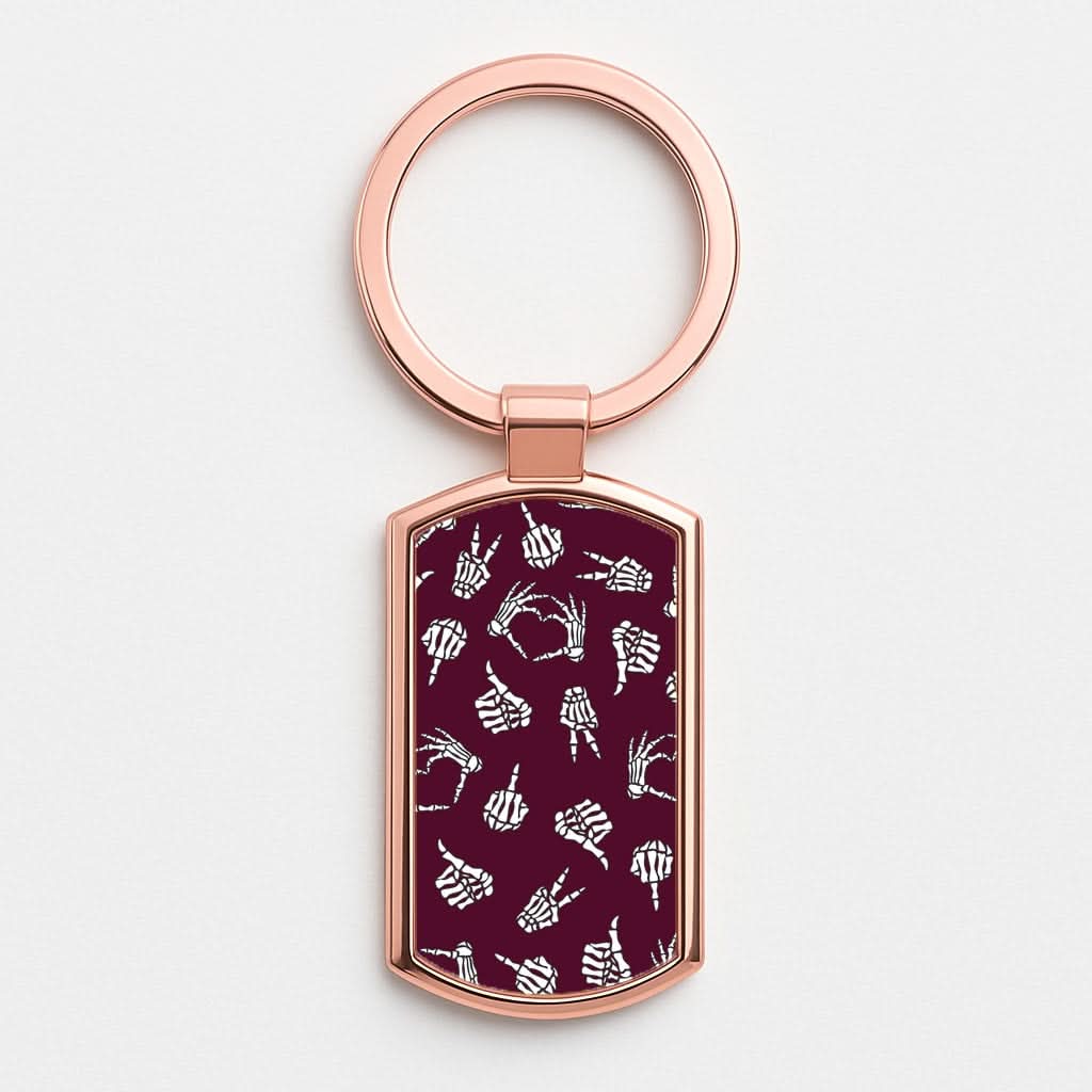 Skeleton Hands Pattern Rose Gold Keyring