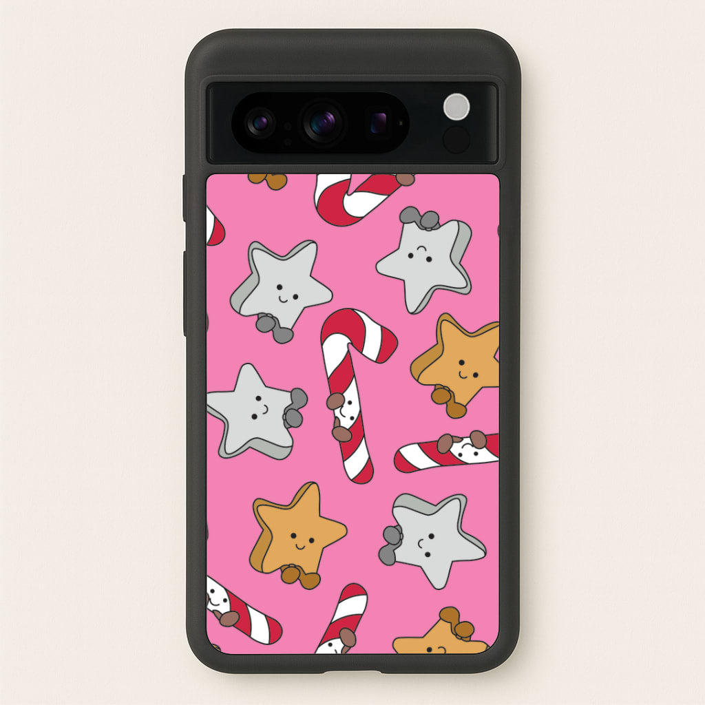 Pink Christmas Plushies Pattern Google Pixel 8 Pro Case