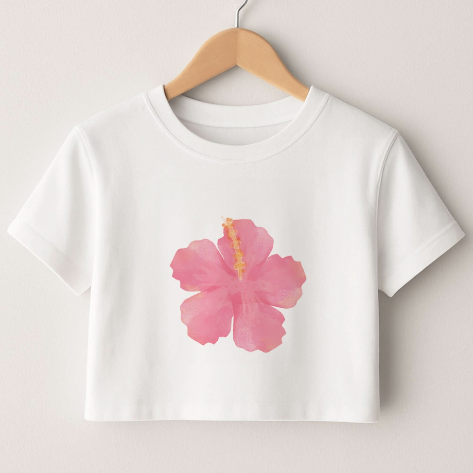 Pink Hibiscus Crop Top