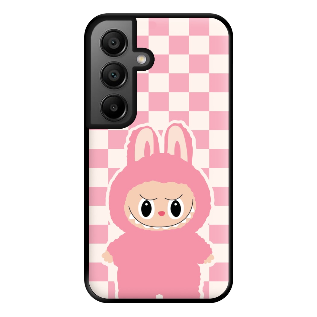 Checkered Cute Pink Monster Galaxy A56 Case