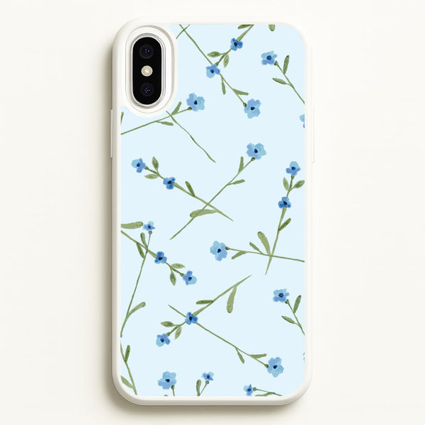 Baby Blue Floral Pattern iPhone XS Max Case