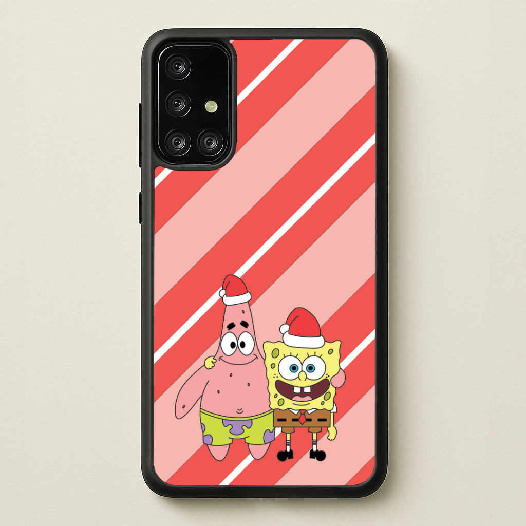 Cartoon Sponge And Starfish Christmas Hats Galaxy A71 Case