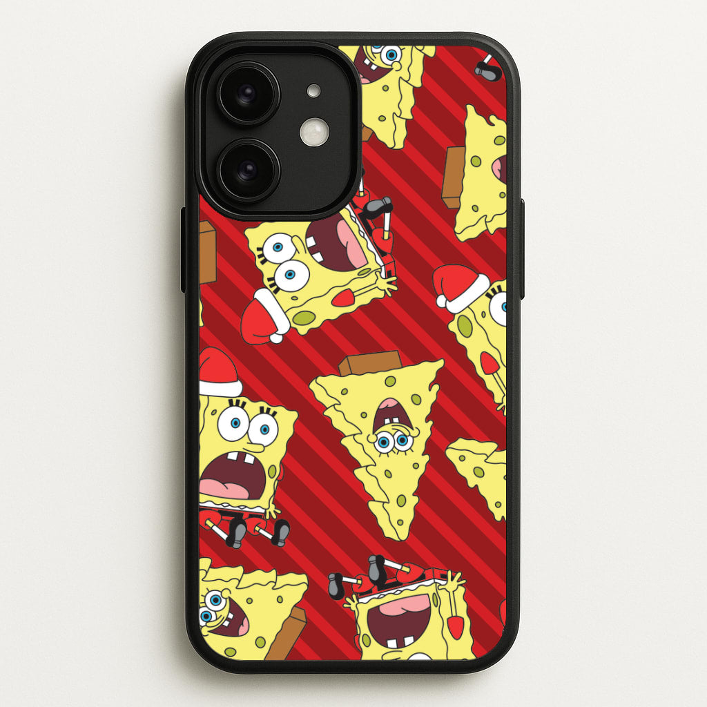 Christmas Cartoon Sponge Stripes Pattern iPhone 11 Case