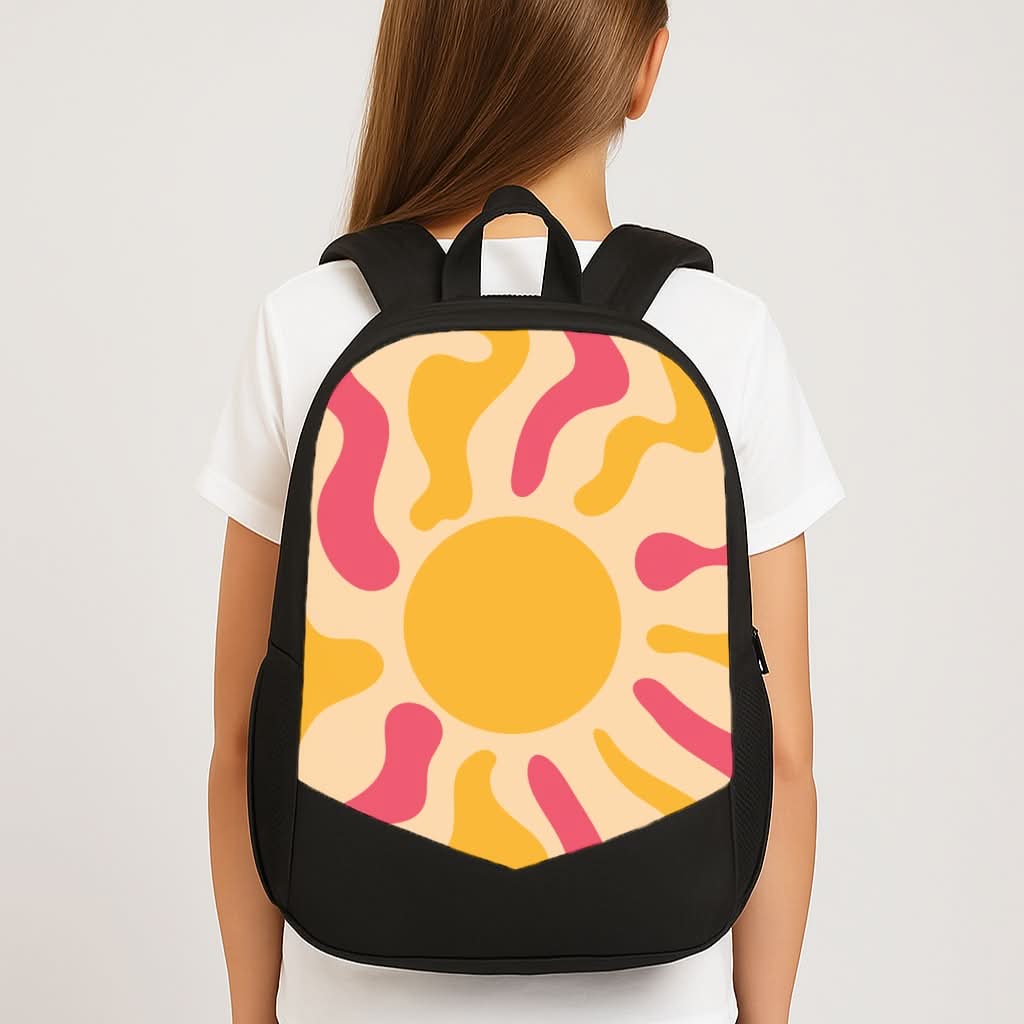 Yellow And Pink Abstract Sun School Bag