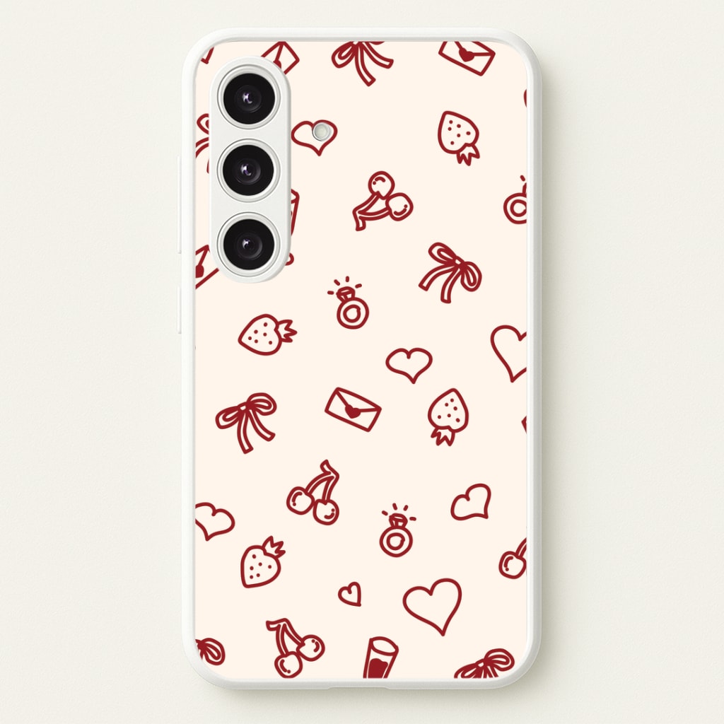 Valentines Doodles Galaxy S25 Case