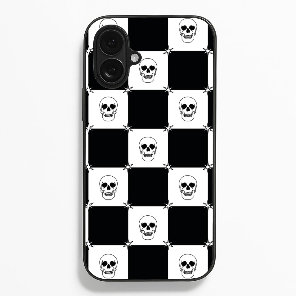 Checkered Skulls Pattern iPhone 16 Plus Case