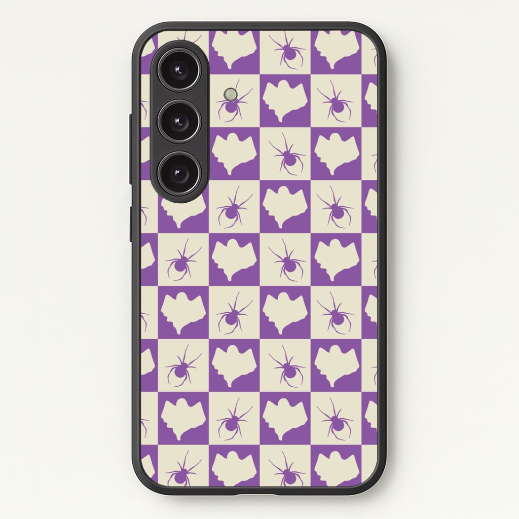 Spiders And Ghosts Checkered Pattern I Galaxy S25 Case