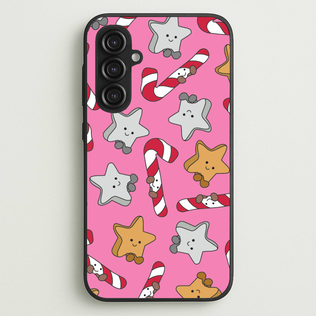 Pink Christmas Plushies Pattern Galaxy S23FE Case