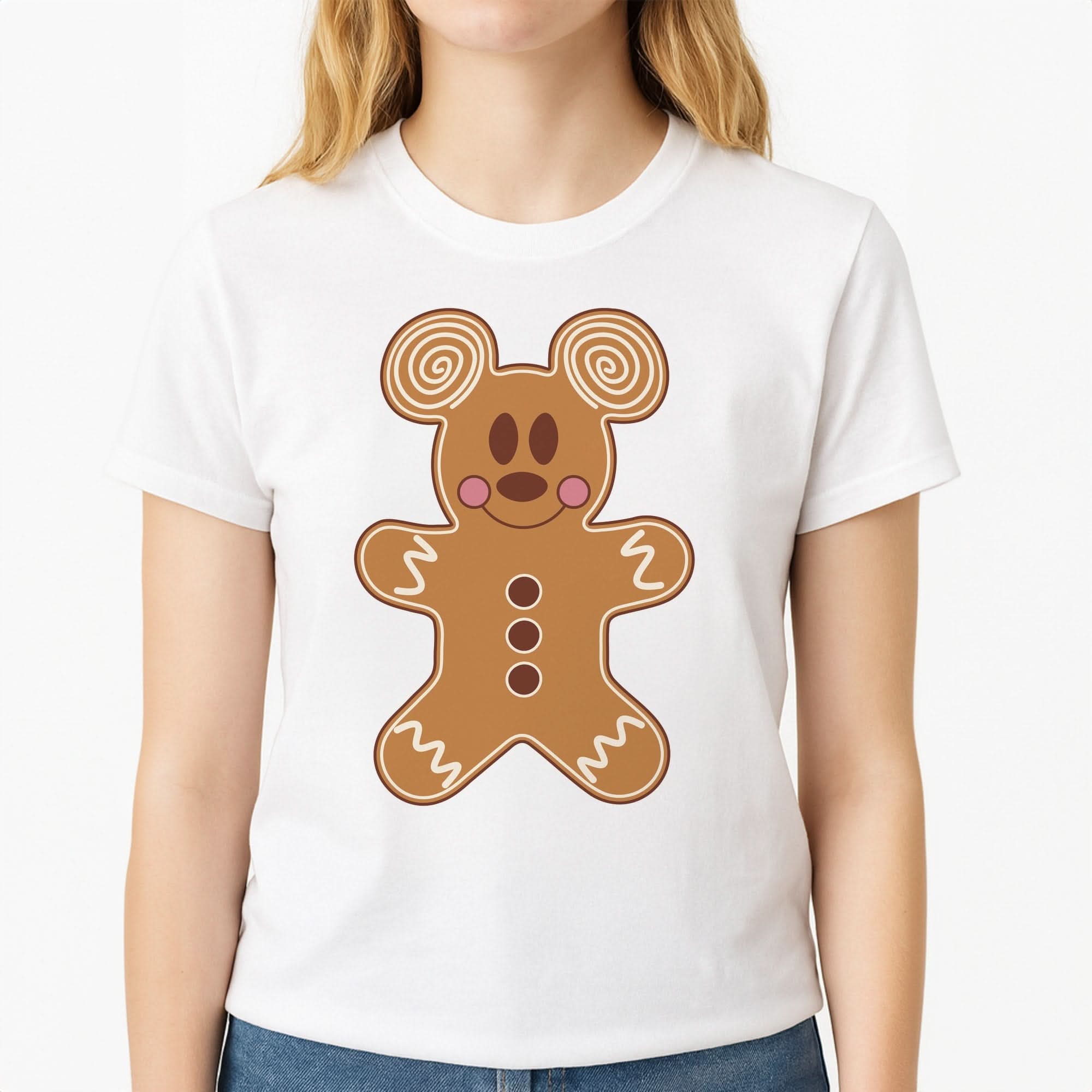 Cartoon Mouse Gingerbread Womens T-Shirt