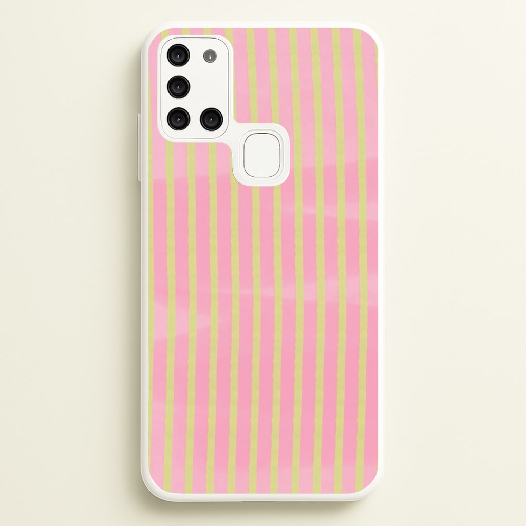 Pink Meadow Stripes Galaxy A21s Case