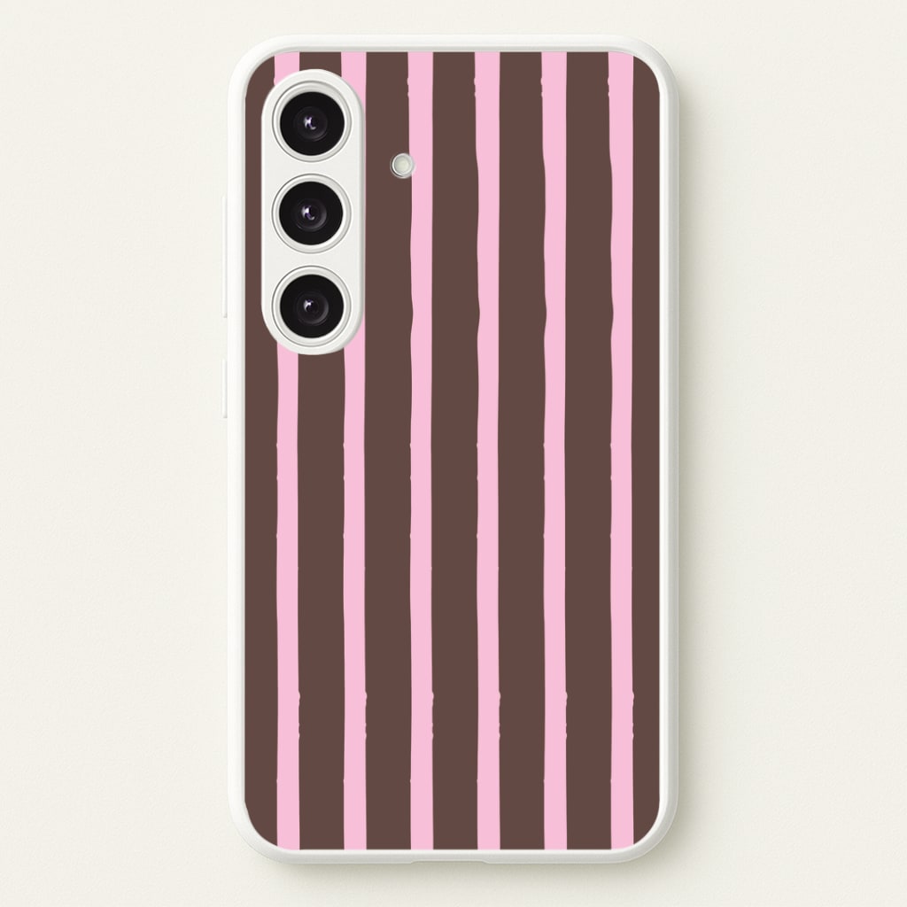 Chocolate & Strawberry Stripes Galaxy S25 Case
