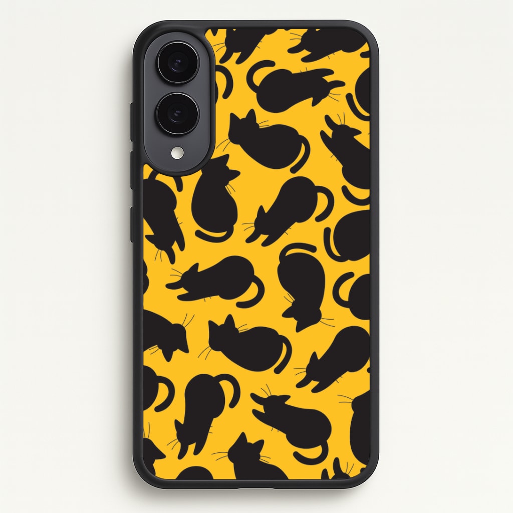 Black Cat Silhouettes Pattern Galaxy S25 Edge Case