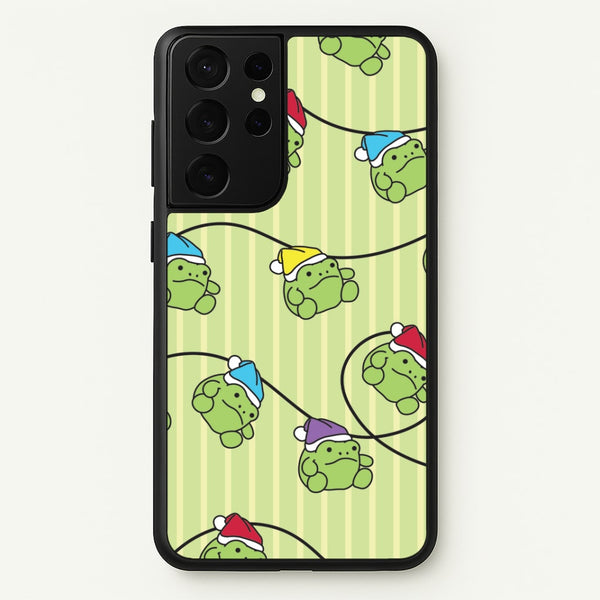 Christmas Frog Plush Fairylights Pattern Galaxy S21 Ultra Case