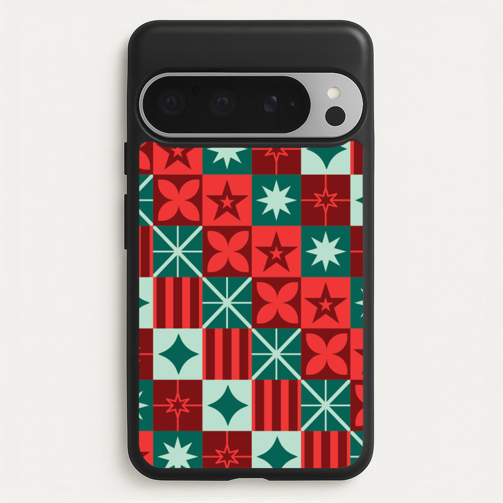 Geometric Square Christmas Pattern Google Pixel 9 Pro XL Case