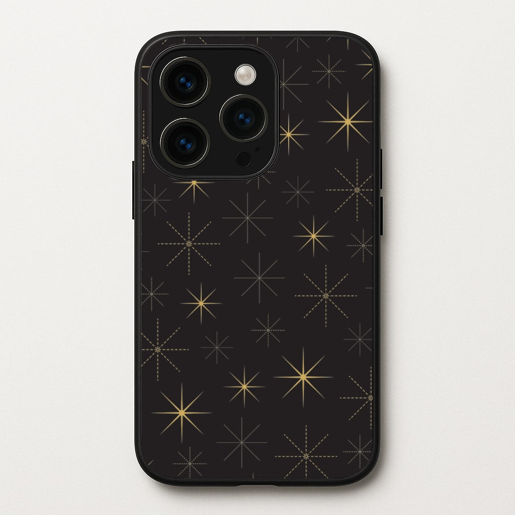 Christmas Gold Stars Pattern iPhone 14 Pro Case