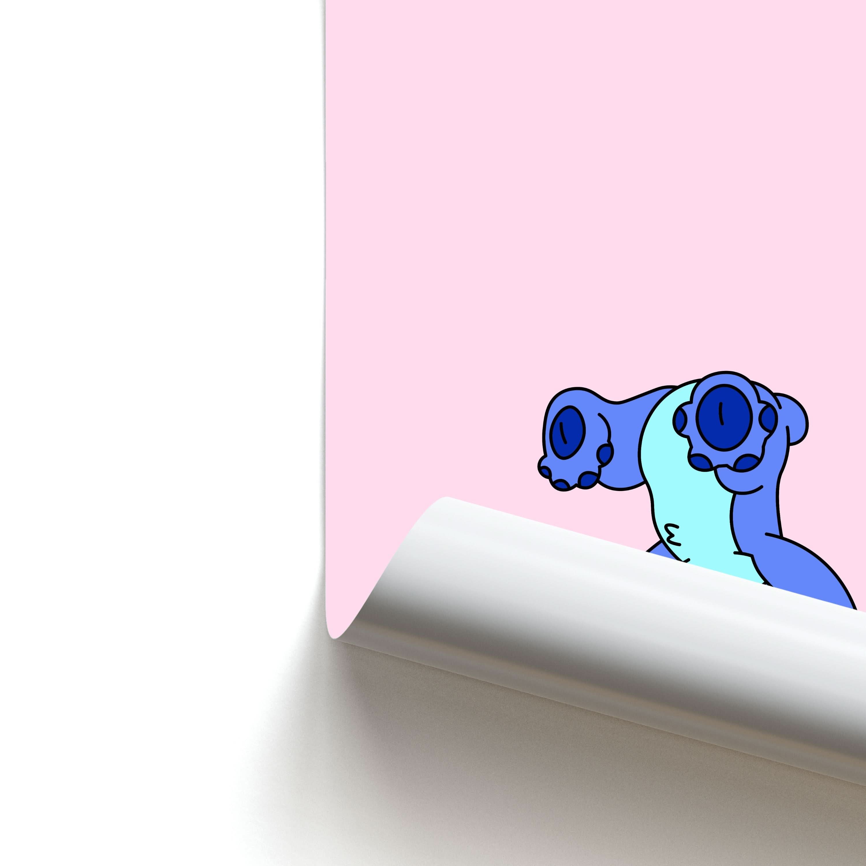 Cute Blue Alien Handstand Poster