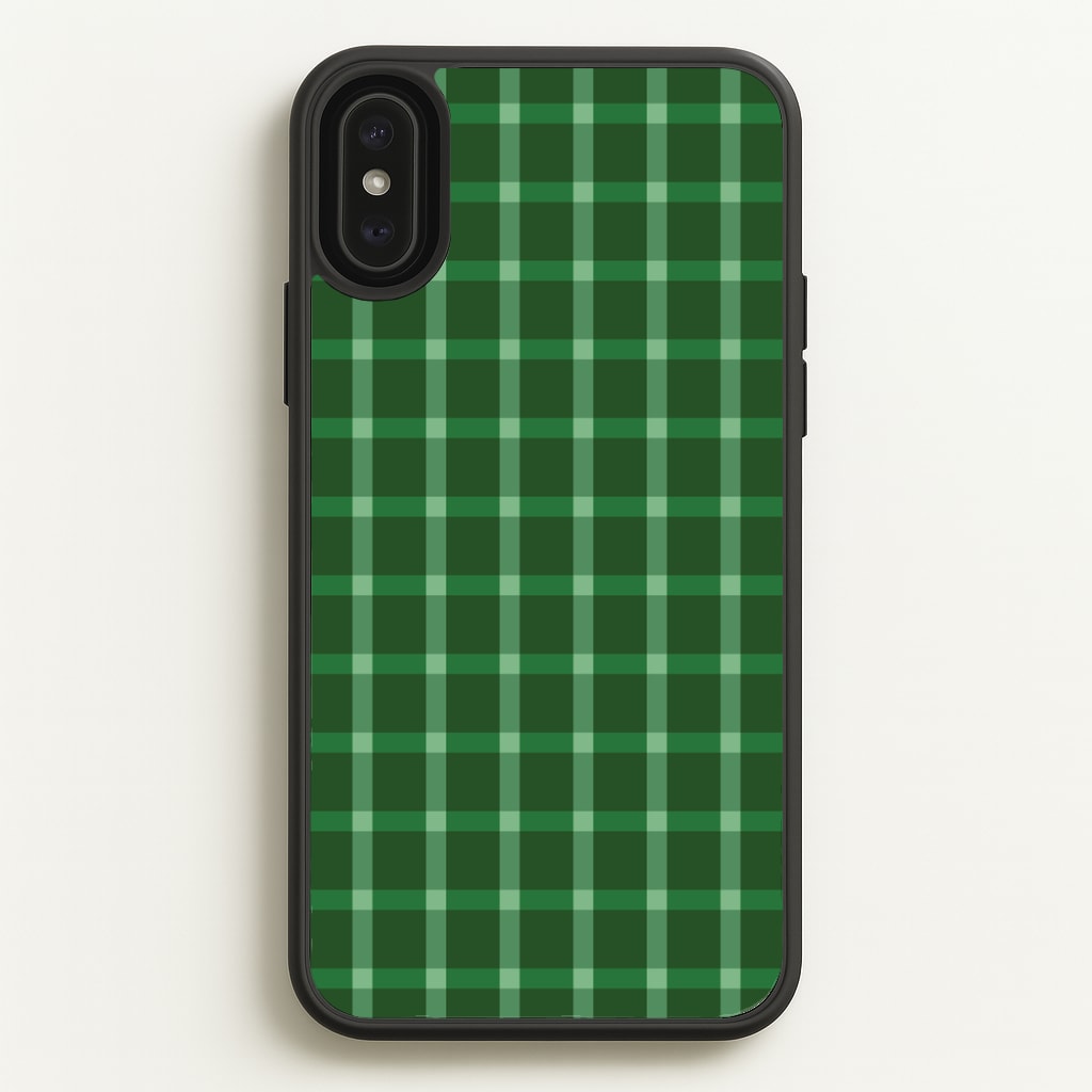 Dark Green Tartan Christmas Pattern iPhone XS Max Case