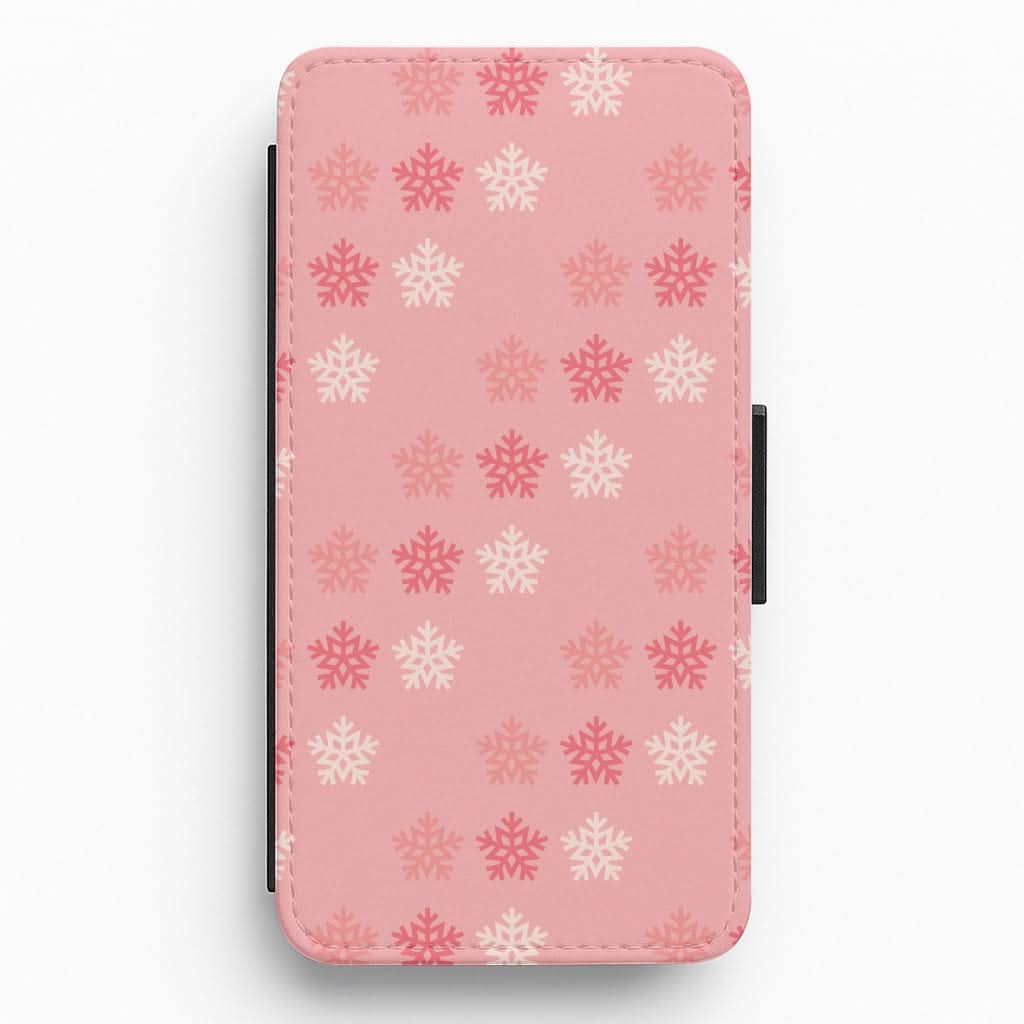 Red Slowflakes Christmas Pattern Flip / Wallet Phone Case