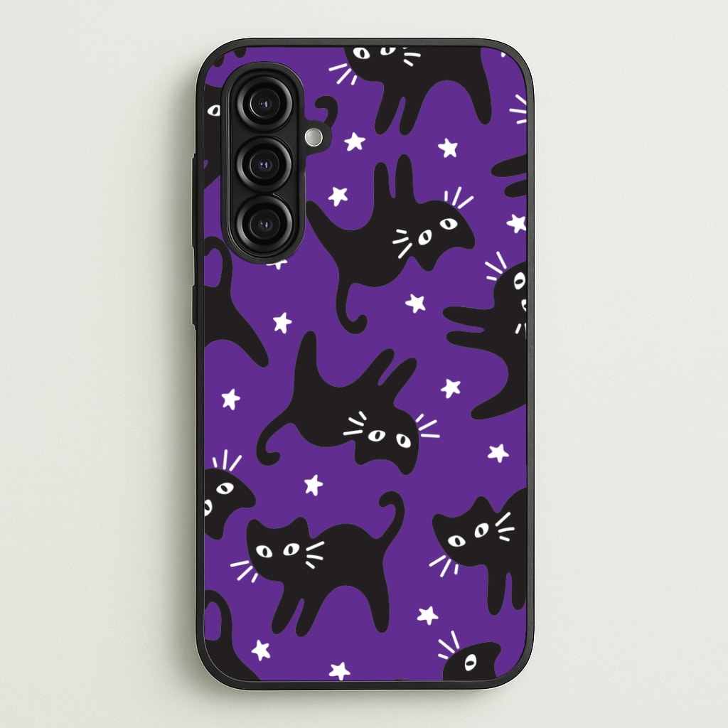 Cartoon Black Cats And Stars Pattern Galaxy A16 Case