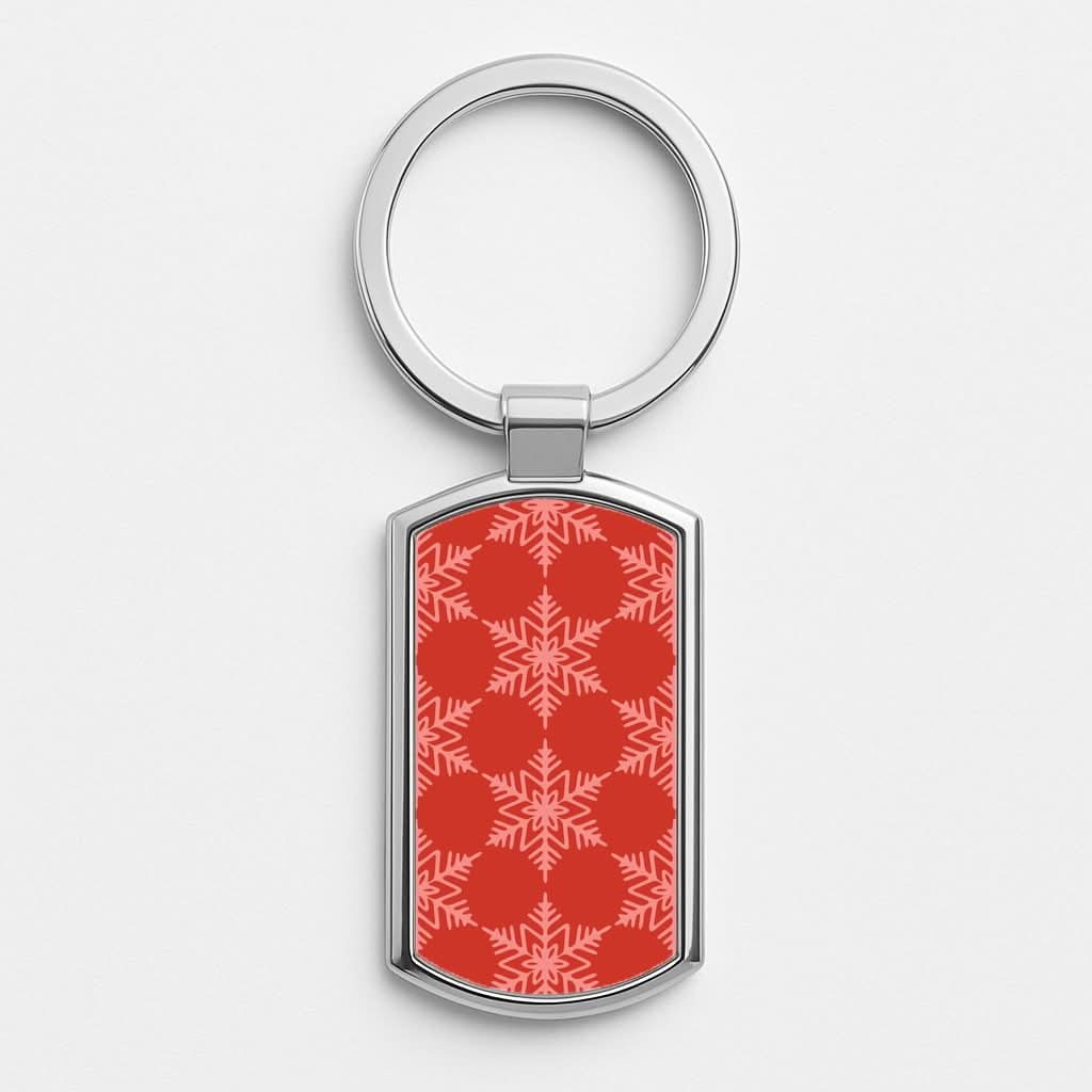 Red Giant Snowflakes Christmas Pattern Luxury Keyring