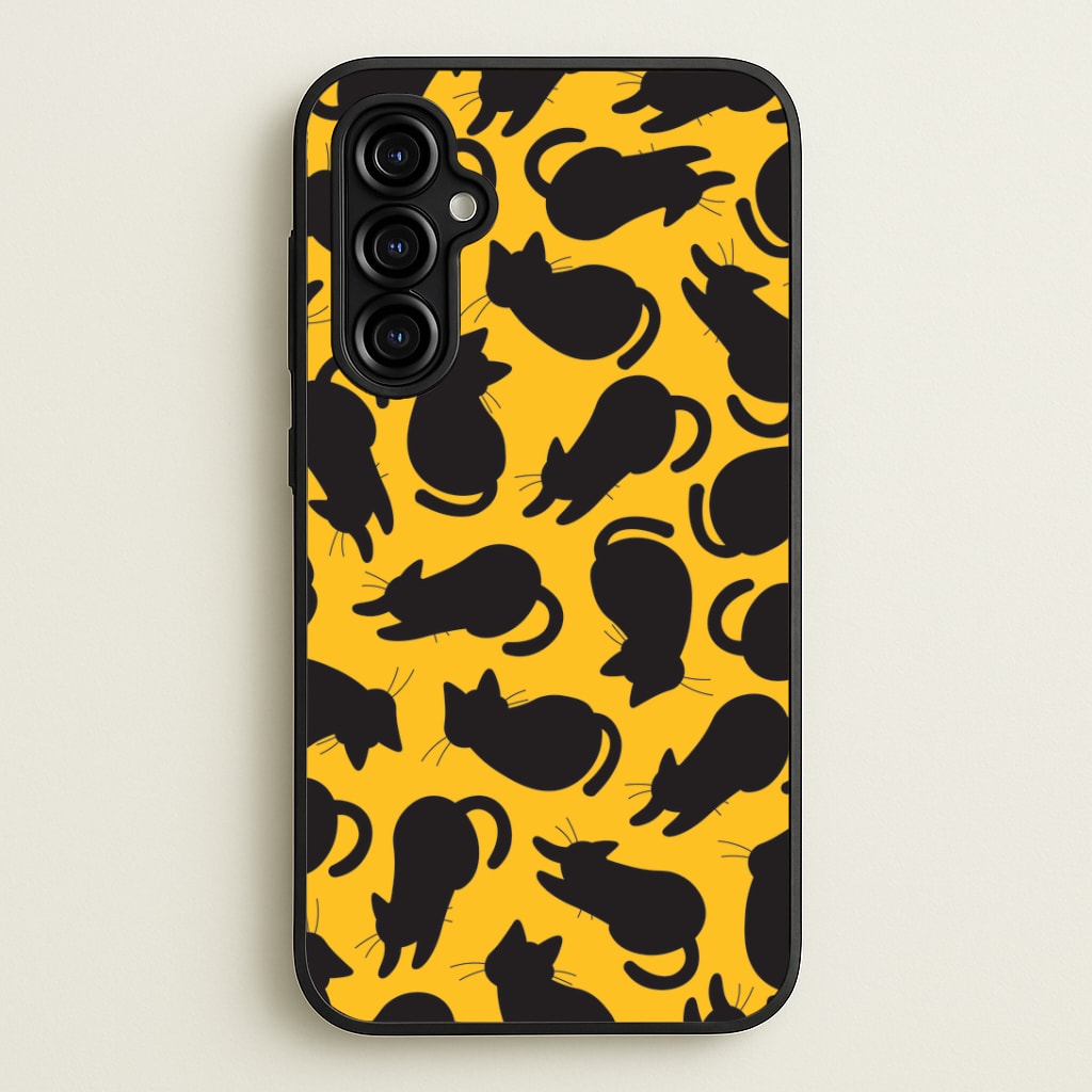 Black Cat Silhouettes Pattern Galaxy A54 Case