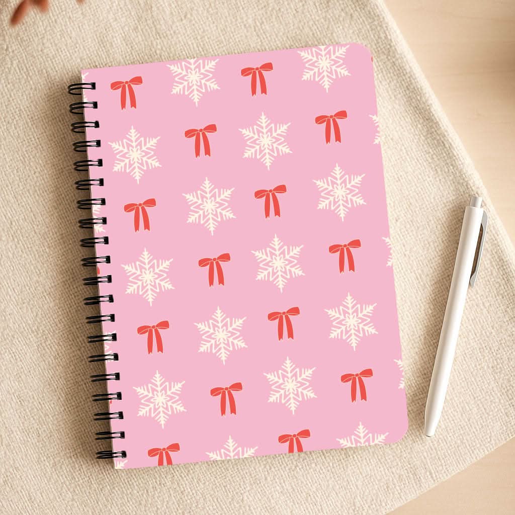 Coquette Bows And Snowflakes Pattern Notepad