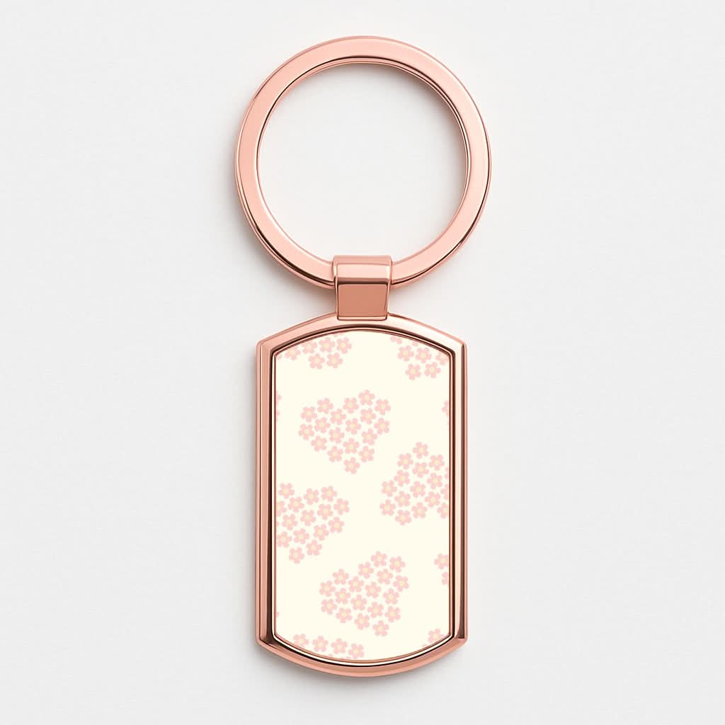 Flower Hearts Pattern Rose Gold Keyring