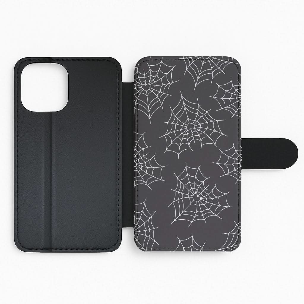 Spiderweb Hearts Pattern Flip Phone Case