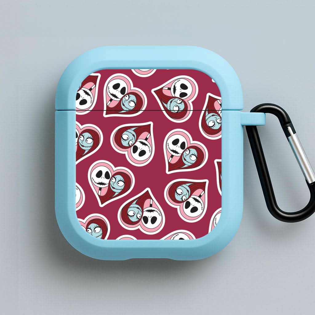 J And S Heart Pattern Blue AirPods Case