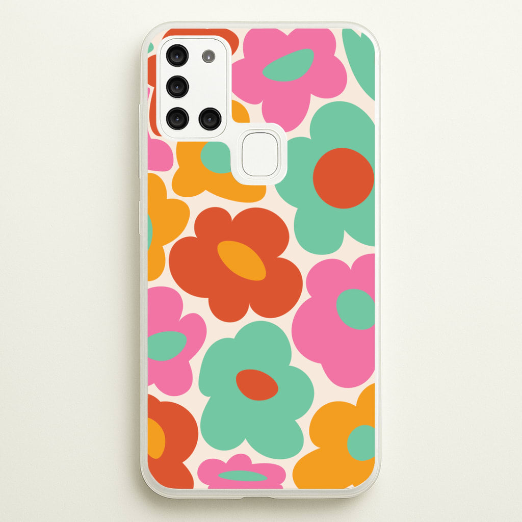 Abstract Trippy Retro Flowers Galaxy A21s Case