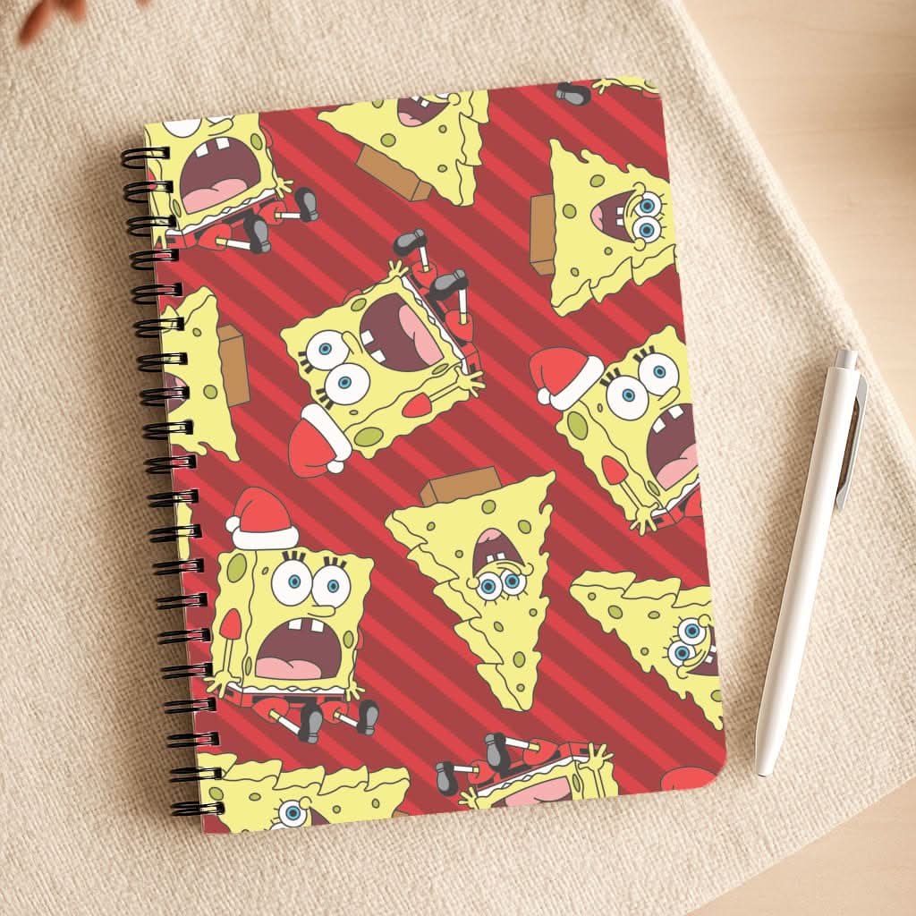 Christmas Cartoon Sponge Stripes Pattern Notepad