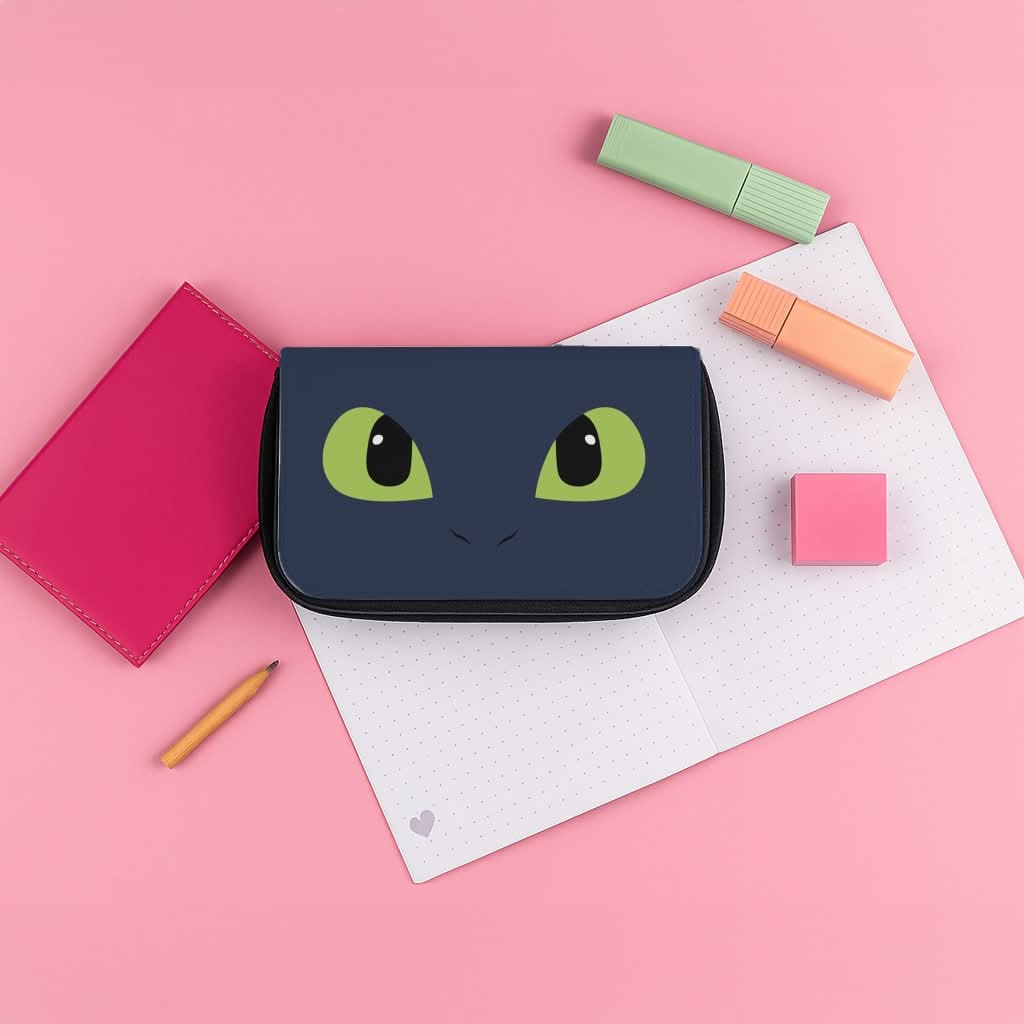 Black Fury Dragon Face Pencil Case