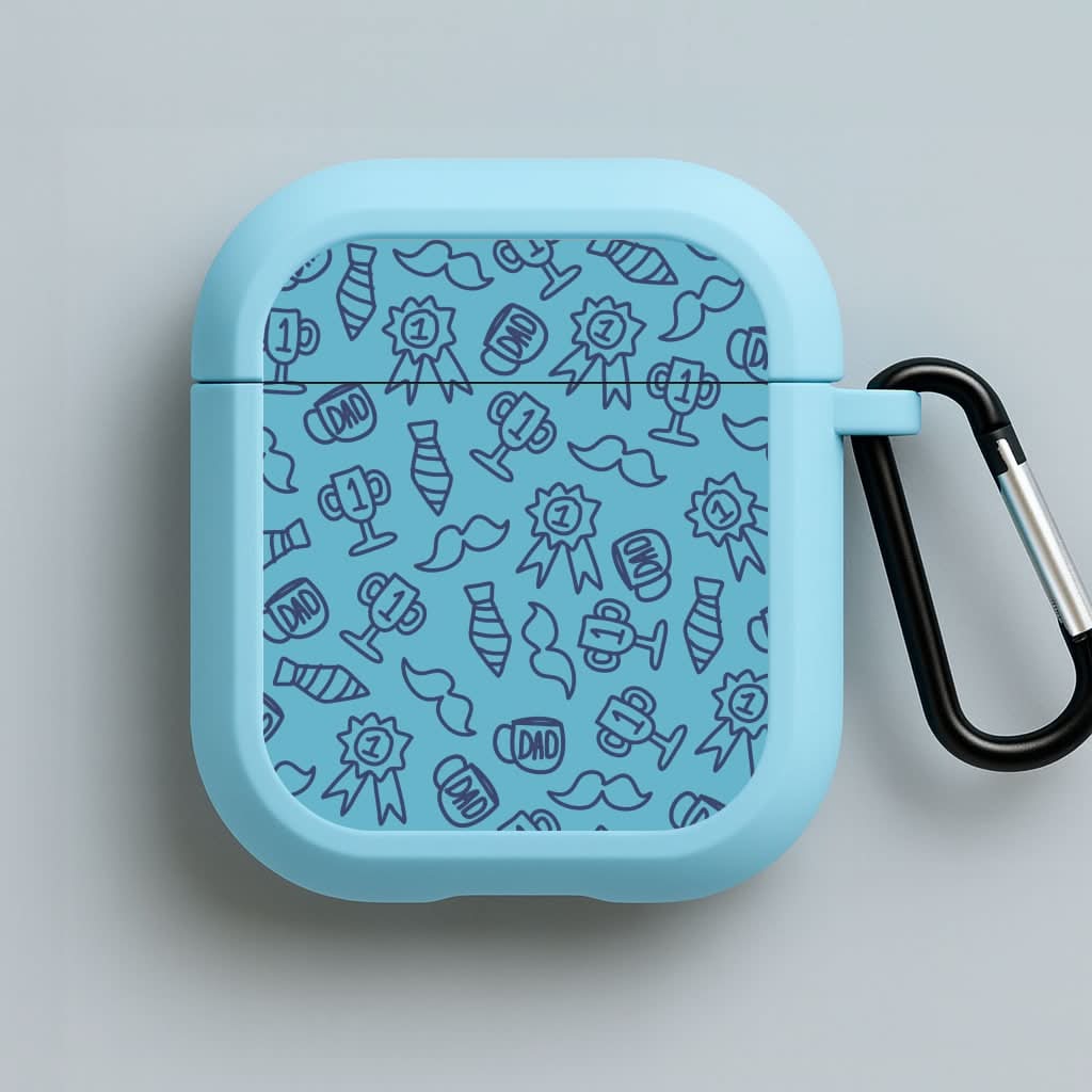 Dad Doodles Pattern Blue AirPods Case