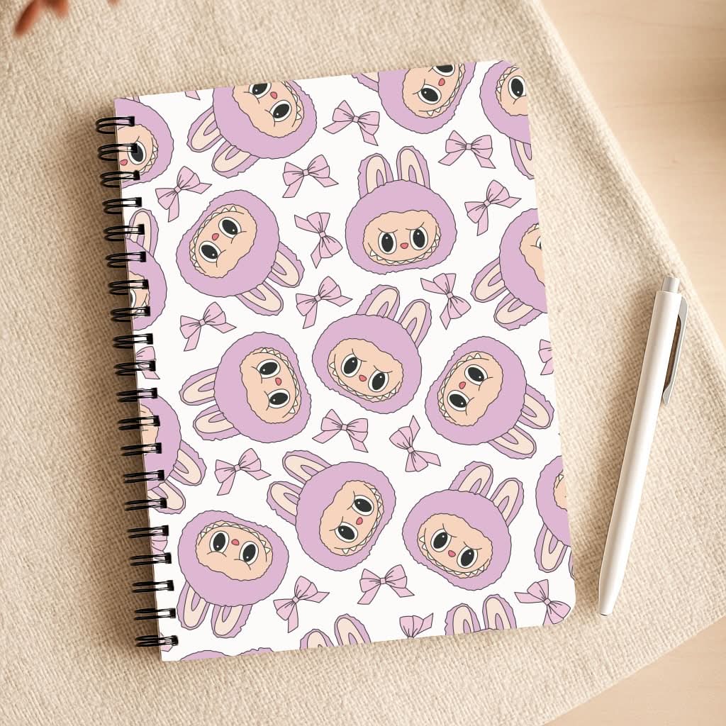 Cute Purple Monster And Bows Pattern Notepad