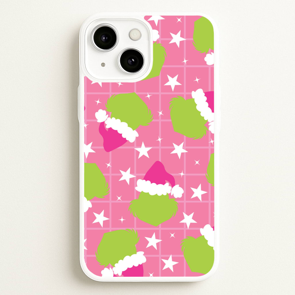 Pink Green Creature Xmas Pattern iPhone 13 Case