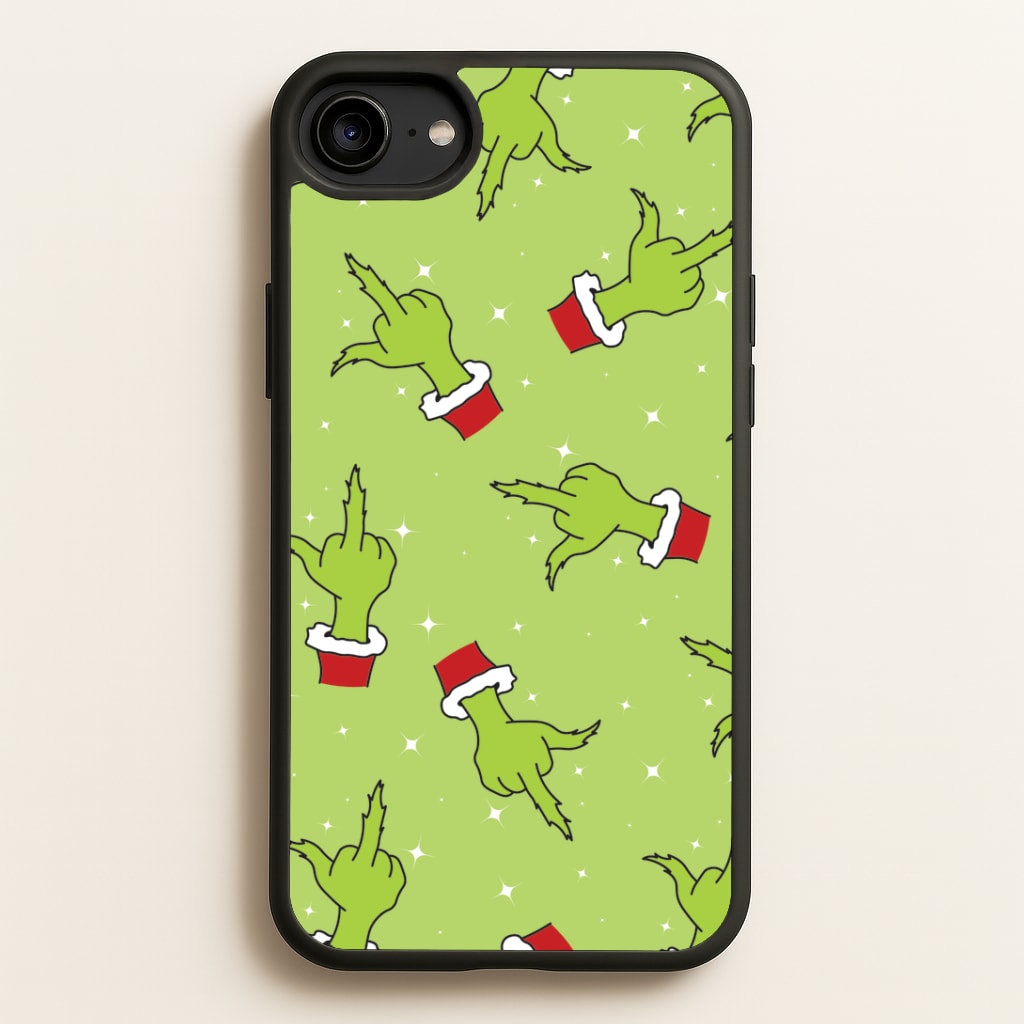 Green Middle Finger Christmas Pattern iPhone 6 / 7 / 8 / SE Case