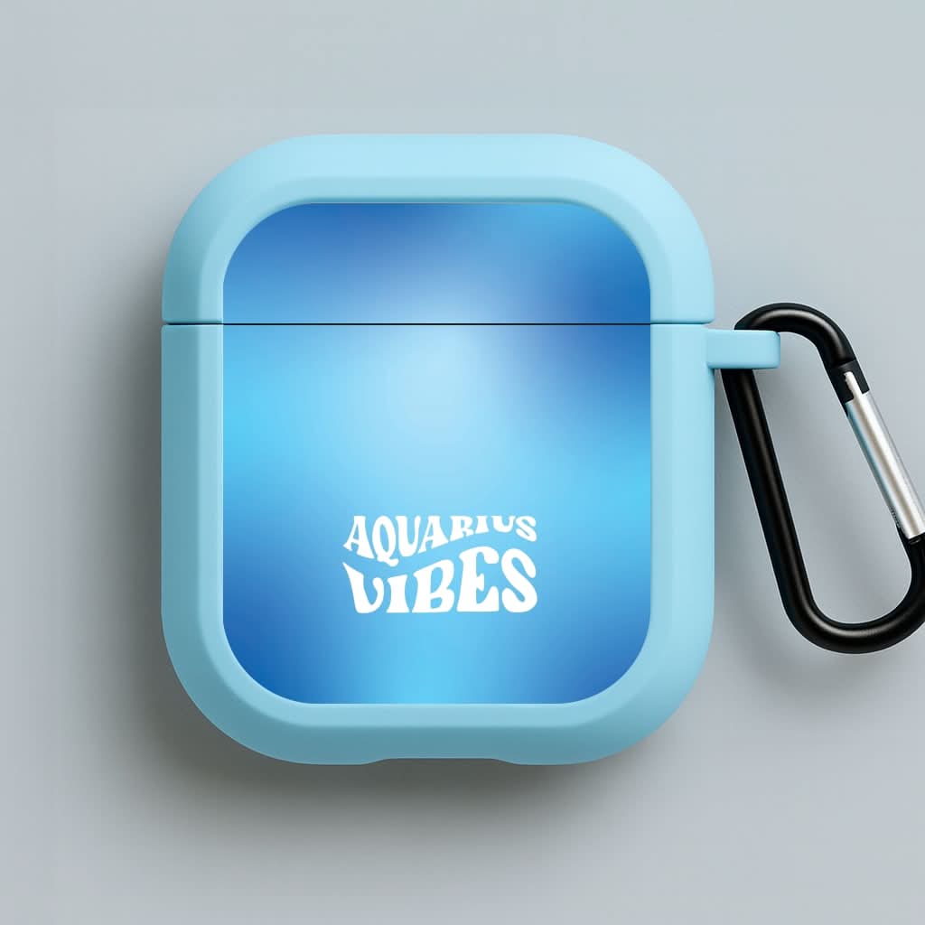 Aquarius Vibes Gradient Zodiac Blue AirPods Case