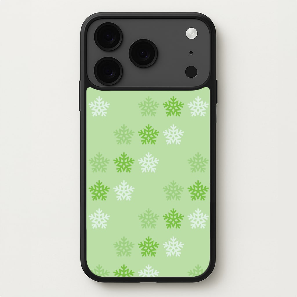 Green Slowflakes Christmas Pattern iPhone 17 Pro Max Case