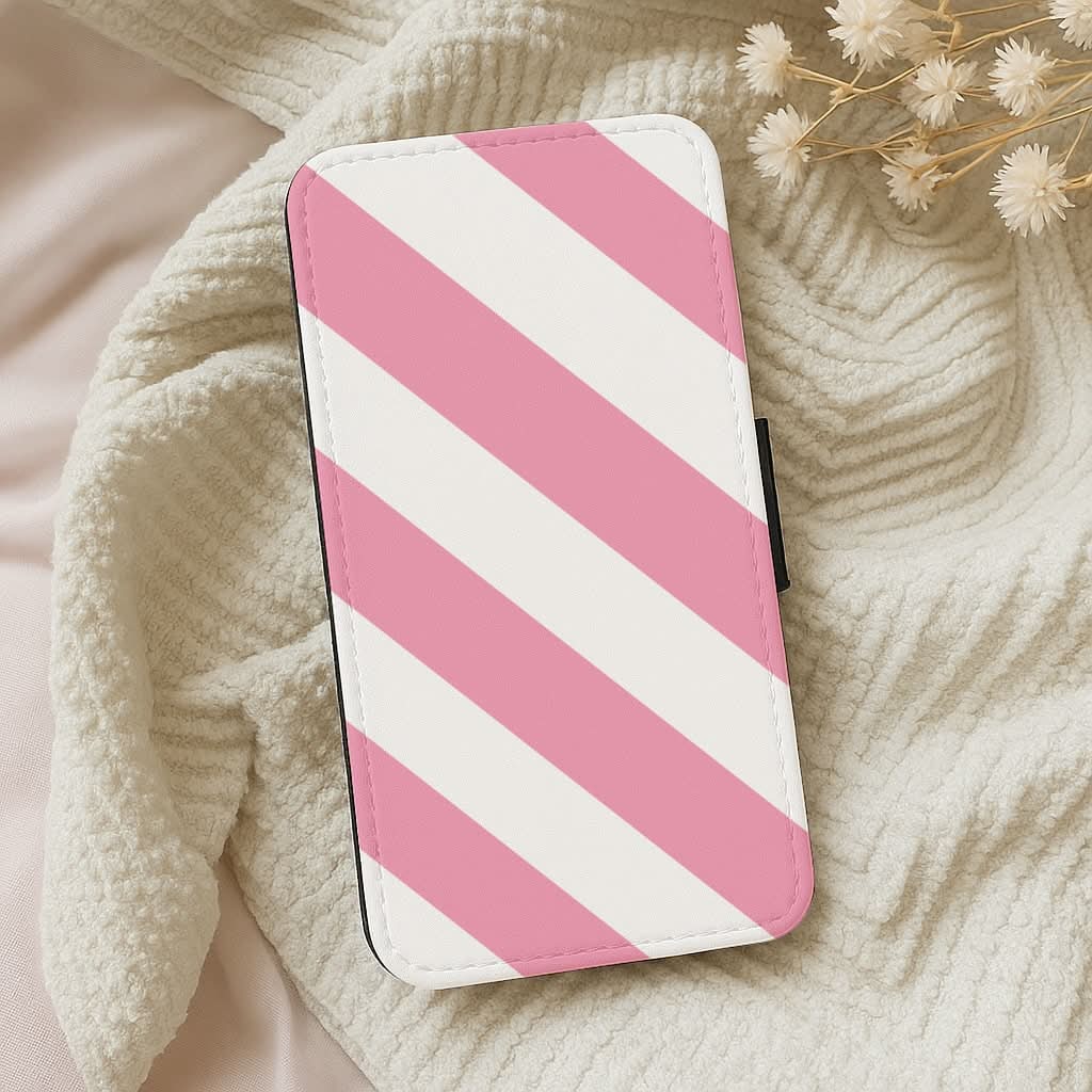 Candy Cane Stripes Leather Phone Case
