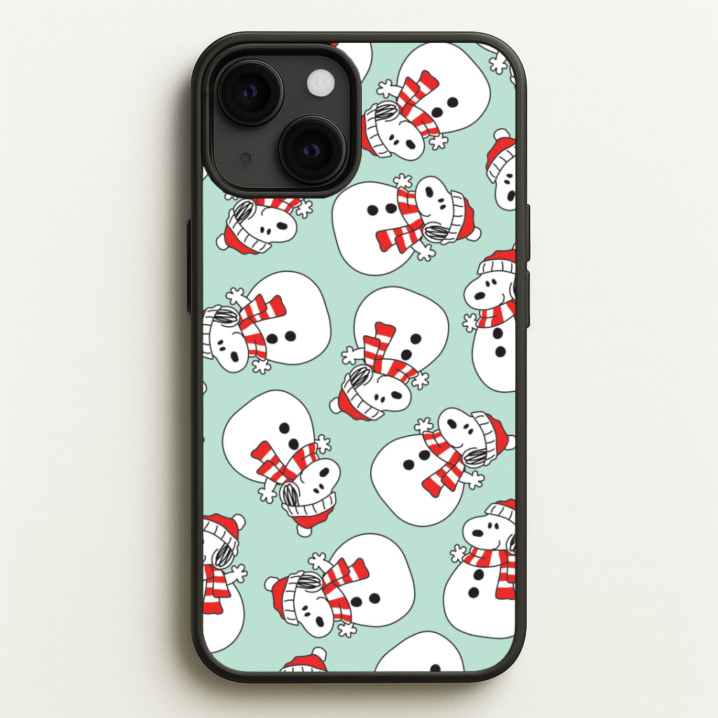 Cartoon Beagle Snowman Pattern iPhone 13 Case